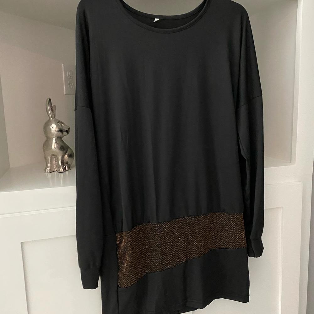 Black Tunic Metallic Stripe